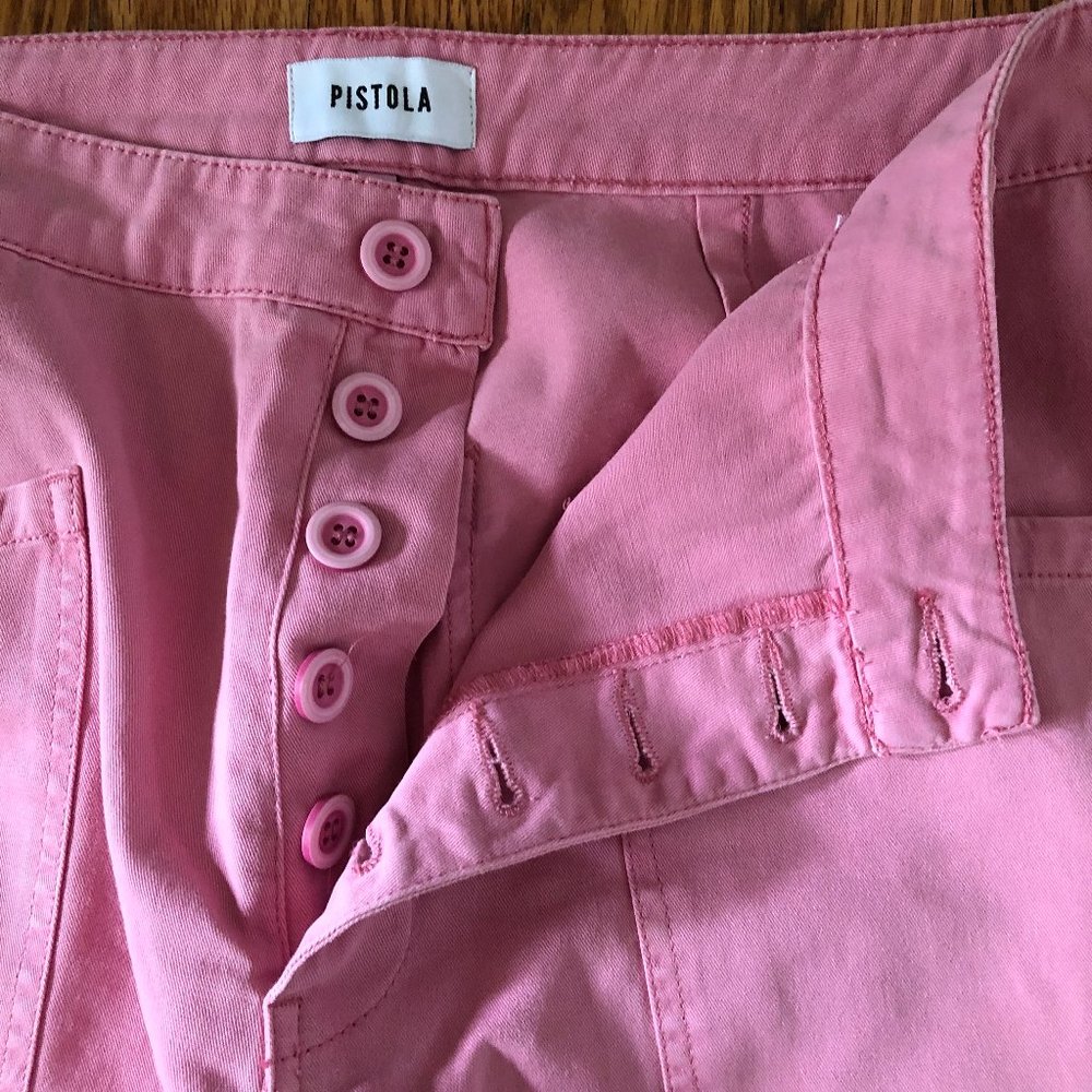 pistola Pink High-Waist Button-Fly Pants